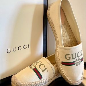 Womans retro logo Gucci espadrille in off white